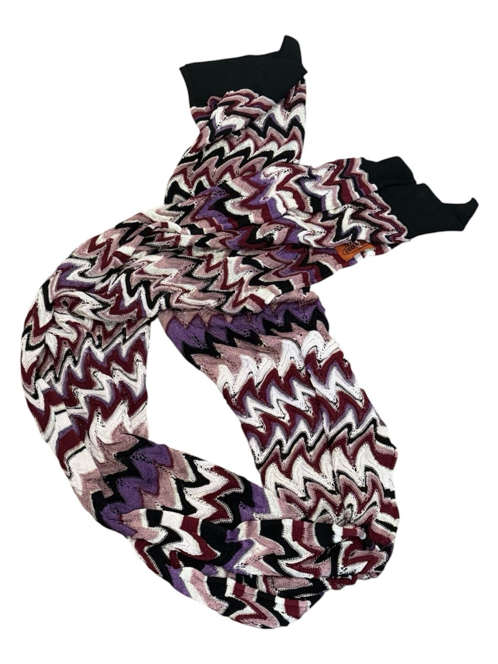 Missoni Zigzag Knit Scarf Purple Burgundy Made in Italy Orig $295